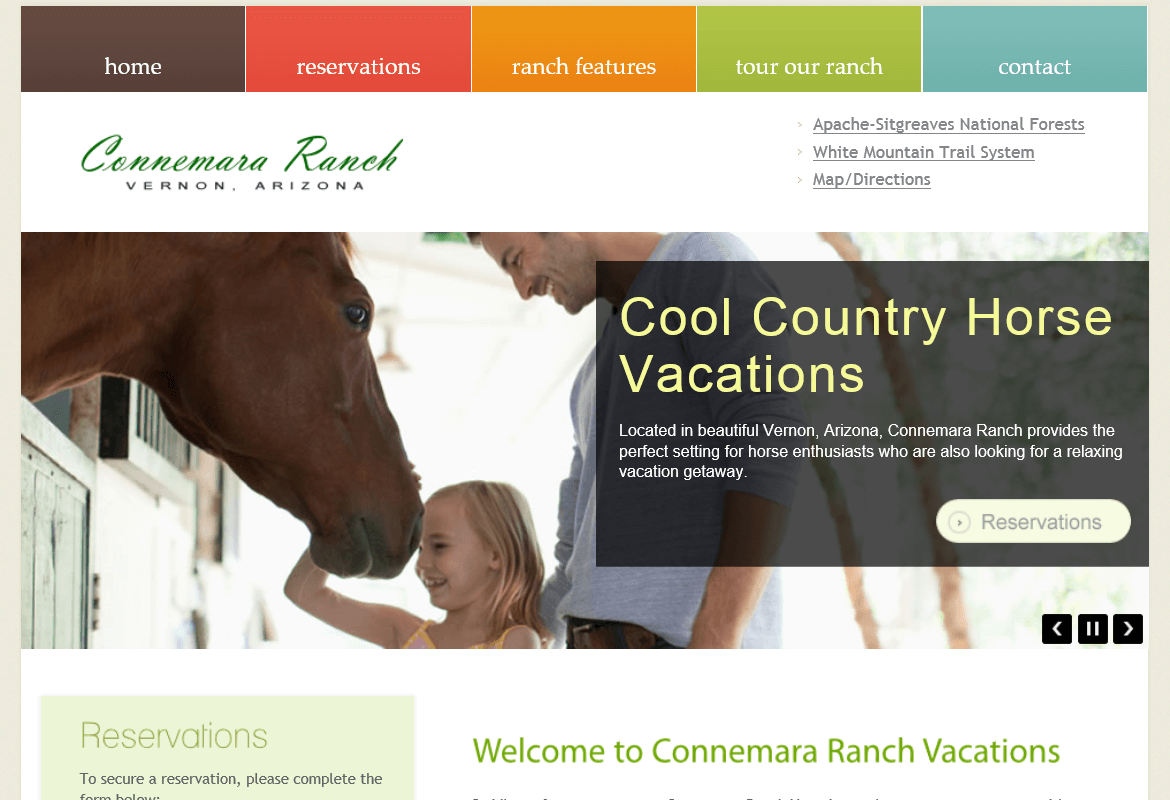 Screenshot of New Website Design for Connemara Ranch